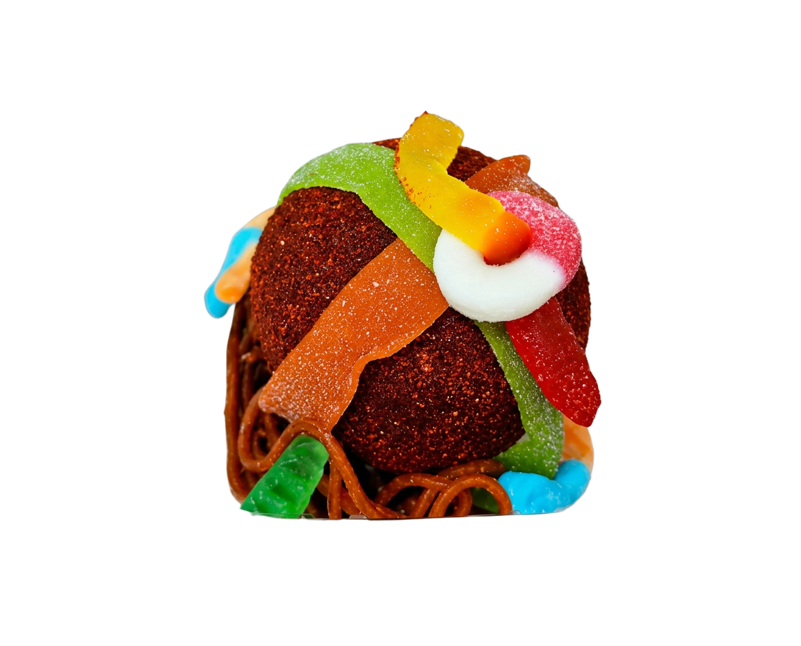 Manzana chamoy con gomitas y tamarindo.